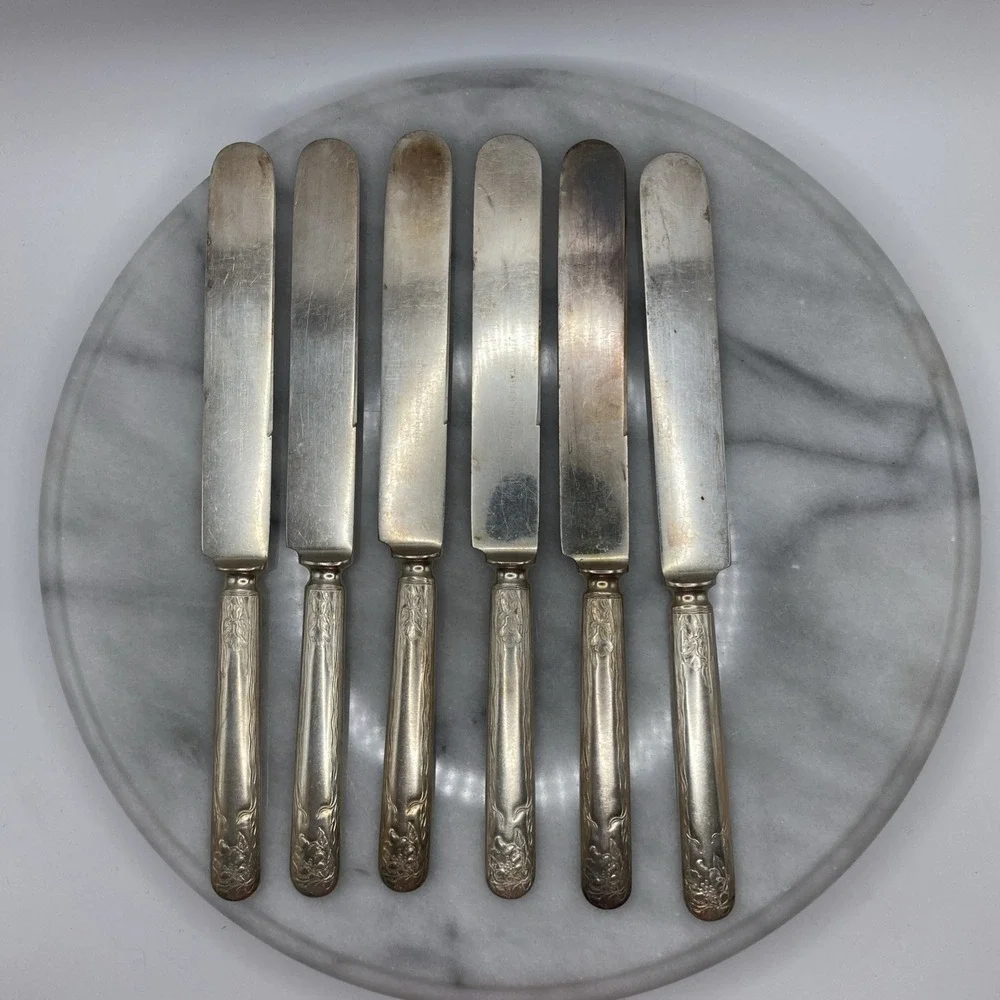 American Silver Plate Co Vintage 40+ Pc Flatware Set Floral Art Nouveau Wood Box